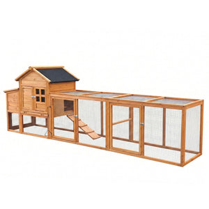 Large Chicken Coop with Nest Box and Run