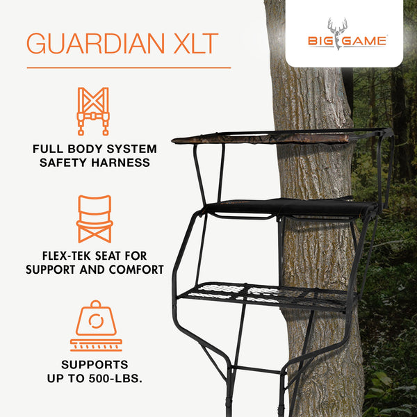 Big Game Guardian XLT 18 Foot 2 Person Deer Hunting Ladder Climbing Tree Stand