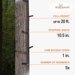 Big Game Hunting Quick Stick Steel Ladder Tree Climbing System, 20 Foot (2 Pack)
