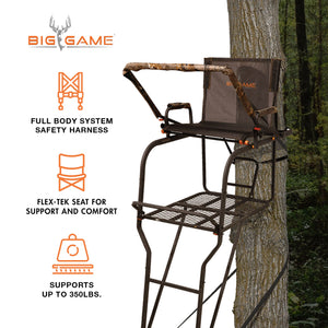 Big Game Hunter HD 1.5 Deer Hunting Ladder Climbing Tree Stand w/Extra Wide Seat