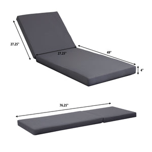 Black Acacia Wood Outdoor Chaise Lounge with Water-Resistant Cushions