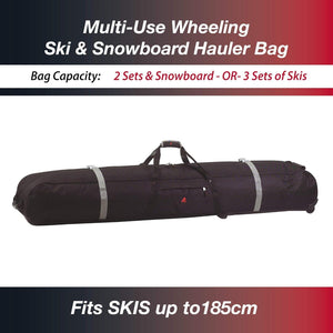BLACK ATHALON 370 Multi-Use Wheeling Ski/Snowboard Bag - 185cm - TRAPSKI