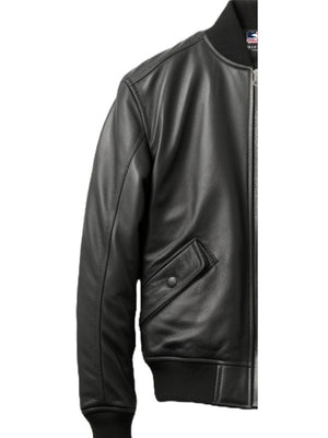 Black Bomber Leather Jacket Men – Black Leather Jacket