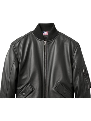 Black Bomber Leather Jacket Men – Black Leather Jacket