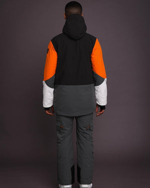 Yeh Man Men's Ski & Snowboard Jacket - Black, Grey & Orange