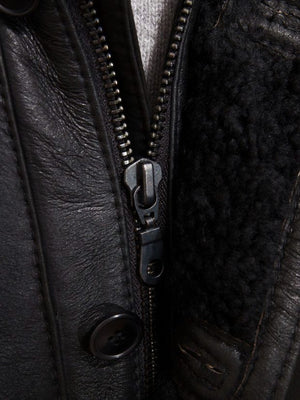 Boehmer Black Leather Shearling Jacket