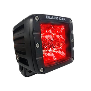 Black Oak 2" Red LED Predator Hunting Pod Light - Flood Optics - Black Housing - Pro Series 3.0 - TRAPSKI