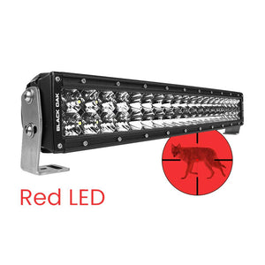 Black Oak 20" Curved Double Row Red LED Predator Hunting Light Bar - Combo Optics - Black Housing - Pro Series 3.0 - TRAPSKI