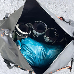 Black/Rust Waterproof Adventure Duffels, Heavy Duty Dry Bag for Skiing/Snowboarding & Other Outdoor Sports - 65L/110L/155L - TRAPSKI