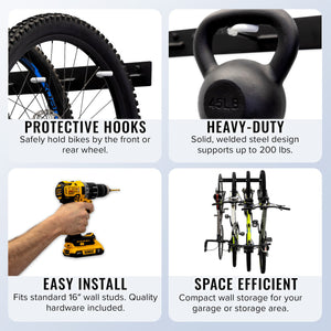 Blackstone Bike Storage Rack | 4 Bikes | Black