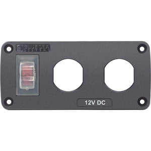 Blue Sea 4364 Water Resistant USB Accessory Panel - 15A Circuit Breaker, 2x Blank Apertures - TRAPSKI