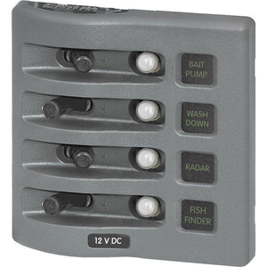 Blue Sea 4374 WeatherDeck Water Resistant Circuit Breaker Panel - 4 Position - Grey - TRAPSKI