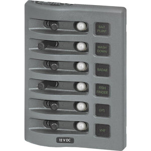 Blue Sea 4376 WeatherDeck Water Resistant Circuit Breaker Panel - 6 Position - Grey - TRAPSKI