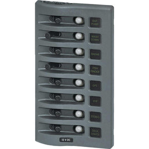 Blue Sea 4378 WeatherDeck Water Resistant Circuit Breaker Panel - 8 Position - Grey - TRAPSKI