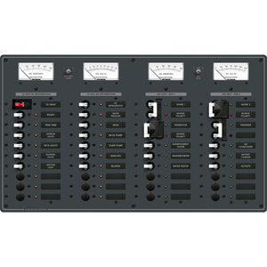 Blue Sea 8086 AC 3 Sources +12 Positions/DC Main +19 Position Toggle Circuit Breaker Panel - White Switches - TRAPSKI