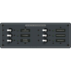 Blue Sea 8097 AC 6 Position Toggle Circuit Breaker Panel - White Switches - TRAPSKI