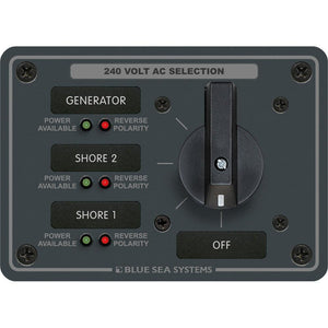 Blue Sea 8361 AC Rotary Switch Panel 65 Ampere 3 Positions + OFF, 3 Pole - TRAPSKI