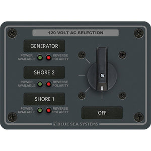 Blue Sea 8366 AC Rotary Switch Panel 30 Ampere 3 Positions + OFF, 2 Pole - TRAPSKI