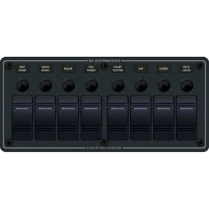 Blue Sea 8371 Water Resistant Panel - 8 Position - Black - Horizontal Mount - TRAPSKI