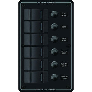 Blue Sea 8373 Water Resistant 6 Position - Black - Vertical Mount Panel - TRAPSKI