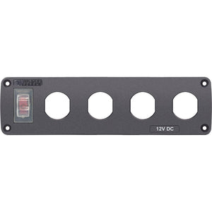 Blue Sea Water Resistant USB Accessory Panel - 15A Circuit Breaker, 4x Blank Apertures - TRAPSKI