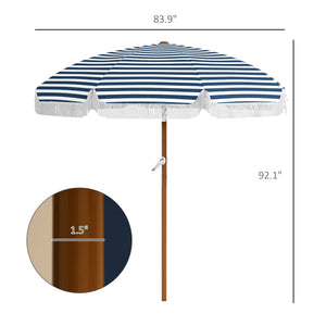 Blue Stripe Outdoor Patio Umbrella with Tilt and Vent - Steel Frame