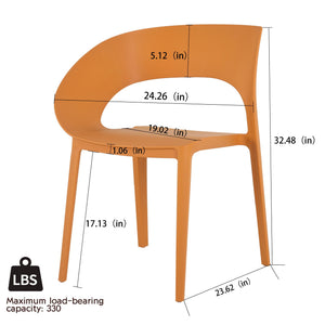 Plastic Accent Chair with UV Resistance and Ergonomic Backrest - Green or Orange
