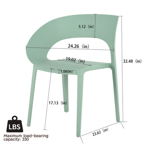 Plastic Accent Chair with UV Resistance and Ergonomic Backrest - Green or Orange