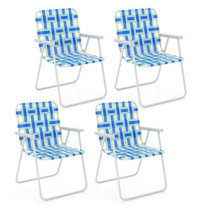 4 Pieces Folding Beach Chair Camping Lawn Webbing Chair
