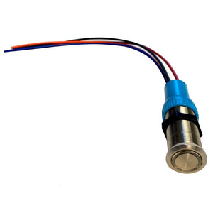 Bluewater 19mm Push Button Switch - Off/On Contact - Blue/Red LED - 4' Lead - TRAPSKI