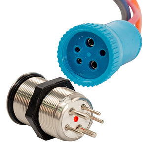 Bluewater 22mm Push Button Switch - Nav/Anc Contact - Blue/Green/Red LED - 1' Lead - TRAPSKI