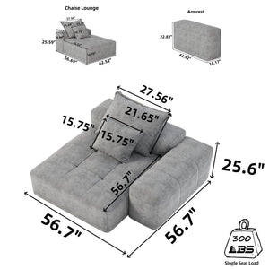 Modern Oversized Modular Sectional Chaise Sofa with Chenille Fabric - Multiple Colors