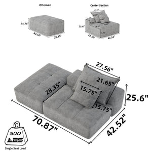 Modern Oversized Modular Sectional Sofa with Sparkling Chenille Fabric - Multiple Colors