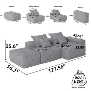 Modern Oversized Modular Sectional Sofa with Pillows - Multiple Colors