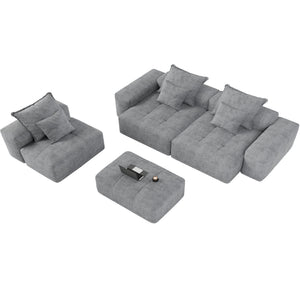 Modern Oversized Modular Sectional Sofa with Pillows - Multiple Colors