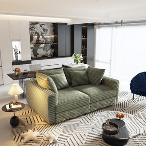 Modern Upholstered Sofa with Deep Cushions - Multiple Sizes & Colors