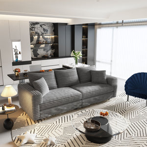 Modern Upholstered Sofa with Deep Cushions - Multiple Sizes & Colors