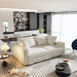 Modern Upholstered Sofa with Deep Cushions - Multiple Sizes & Colors