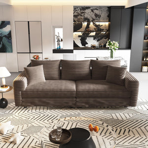 Modern Upholstered Sofa with Deep Cushions - Multiple Sizes & Colors