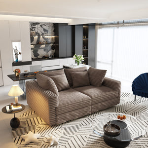 Modern Upholstered Sofa with Deep Cushions - Multiple Sizes & Colors