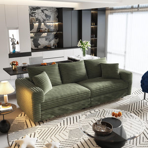 Modern Upholstered Sofa with Deep Cushions - Multiple Sizes & Colors