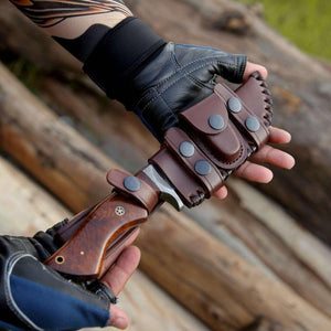 Bolt Damascus Custom Hunting Knife with Exotic Rose Wood Handle - TRAPSKI