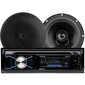 BOSS Audio Vehicle Single DIN Bluetooth Stereo System w/ Full Range Speaker Pair - TRAPSKI