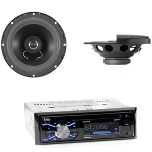 BOSS Audio Vehicle Single DIN Bluetooth Stereo System w/ Full Range Speaker Pair - TRAPSKI