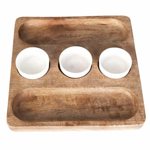 Bouffe Acacia Wood & Ceramic Food Platter