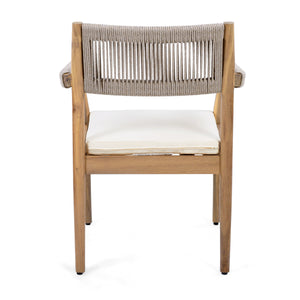Braided Acacia Wood Outdoor Dining Chairs Set of 4