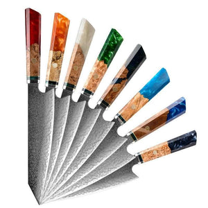 Brilliance Japanese VG10 Damascus 8-inch Chef's Knife with Exotic Olive Wood Handle & Sheath - TRAPSKI