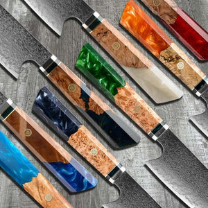 Brilliance Japanese VG10 Damascus 8-inch Chef's Knife with Exotic Olive Wood Handle & Sheath - TRAPSKI