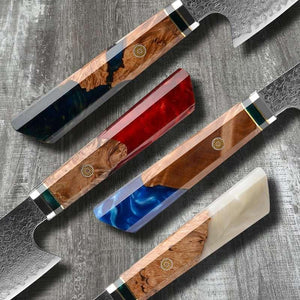 Brilliance Japanese VG10 Damascus 8-inch Chef's Knife with Exotic Olive Wood Handle & Sheath - TRAPSKI