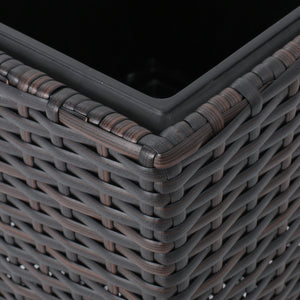 Brown Rattan Flower Pot Set with Iron Frame - Brown